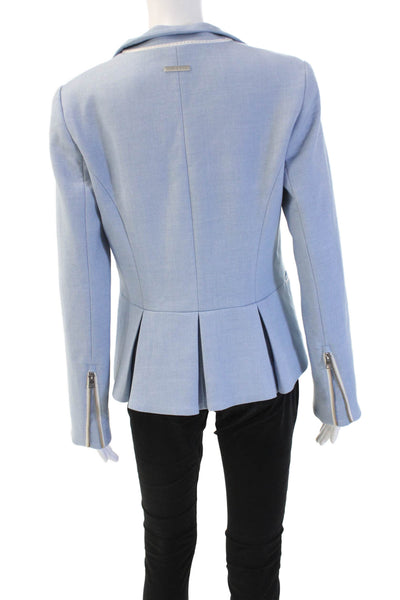 Soia & Kyo Women Light Blue V Neck Long Sleeve Petite Blazer Button Size S