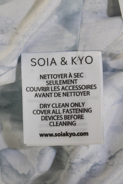 Soia & Kyo Women Light Blue V Neck Long Sleeve Petite Blazer Button Size S