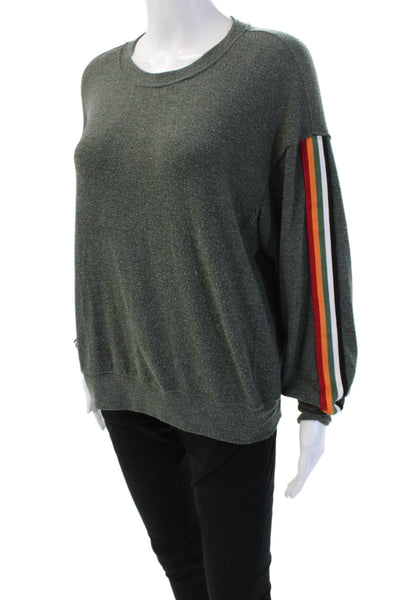 Michael Stars Womens Pullover Striped Long Sleeve Dark Gray Sweatshirt Size M