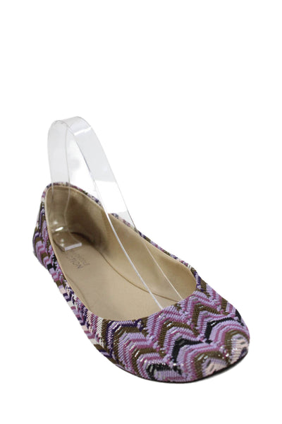 Kenneth Cole Reaction Womens Chevron Striped Ballet Flats Lavender Size 7 Medium