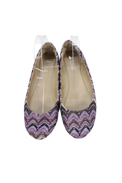 Kenneth Cole Reaction Womens Chevron Striped Ballet Flats Lavender Size 7 Medium