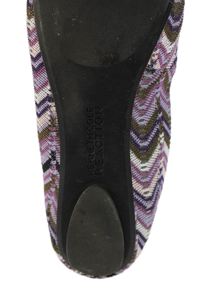 Kenneth Cole Reaction Womens Chevron Striped Ballet Flats Lavender Size 7 Medium