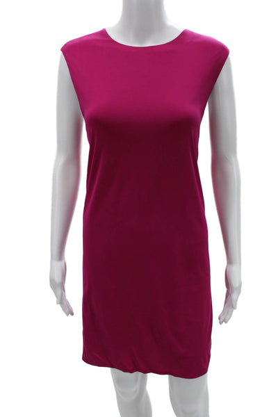 Helmut Lang Women Sheath Dress Pink Sleeveless Round Neck Short Viscose Size S