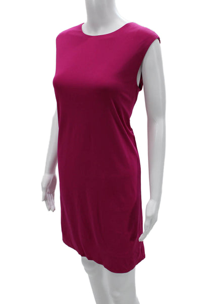 Helmut Lang Women Sheath Dress Pink Sleeveless Round Neck Short Viscose Size S