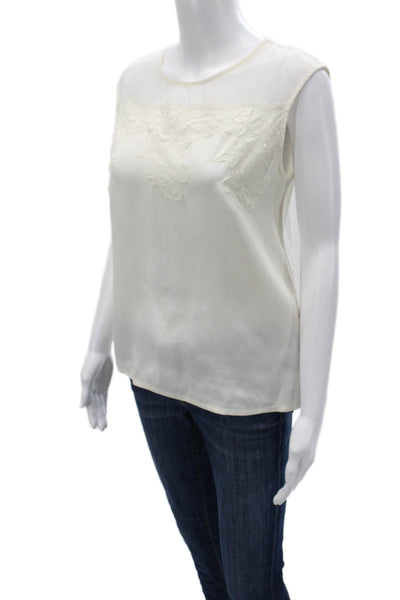 Massimo Dutti Womens Sleeveless White Blouse Round Neck Polyester Blend Size S