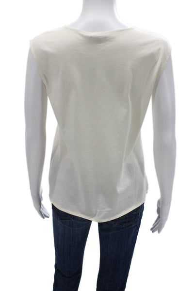 Massimo Dutti Womens Sleeveless White Blouse Round Neck Polyester Blend Size S