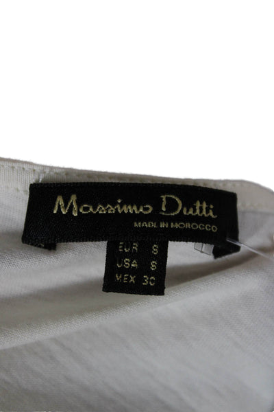 Massimo Dutti Womens Sleeveless White Blouse Round Neck Polyester Blend Size S