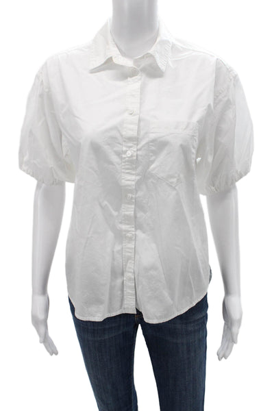 J Crew Womens Basic Collared Short Sleeve Button-Up Blouse White Size 4