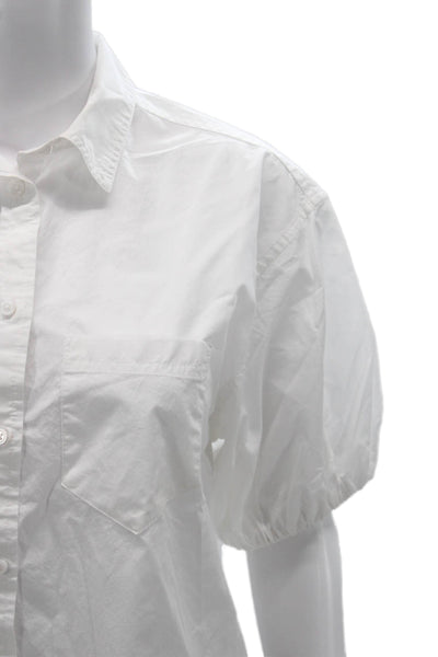 J Crew Womens Basic Collared Short Sleeve Button-Up Blouse White Size 4