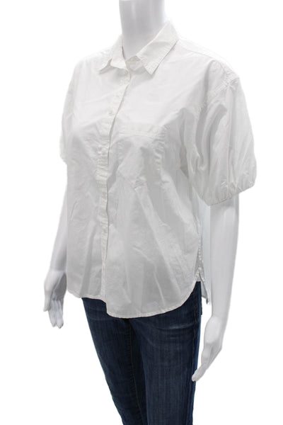 J Crew Womens Basic Collared Short Sleeve Button-Up Blouse White Size 4