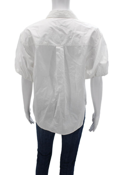 J Crew Womens Basic Collared Short Sleeve Button-Up Blouse White Size 4