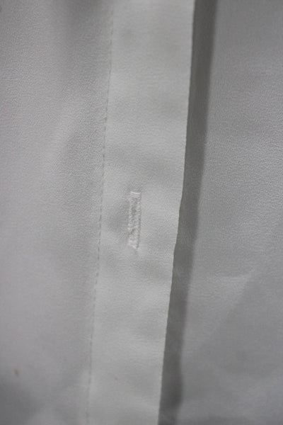 Gracia Womens White Collared Long Sleeve Button-Up Blouse Linen Lyocell Size S
