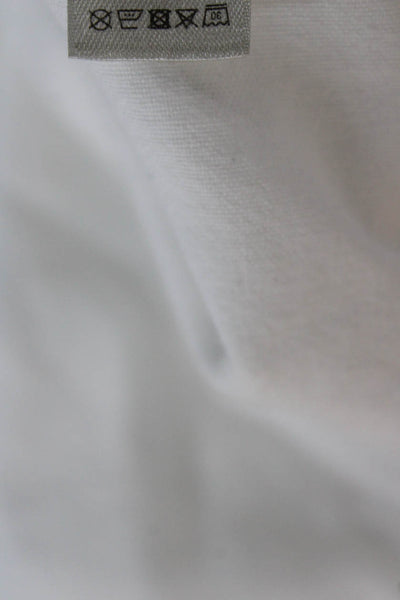 Uterque Women White Cotton Linen Collared Long Sleeve Button Up Blouse Size S