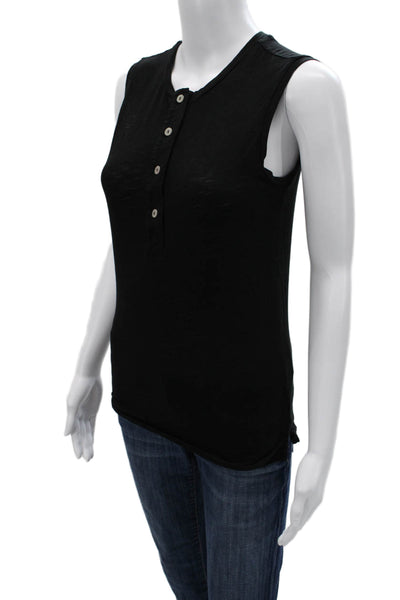 Goldie Womens Black Cotton Basic Tank Crew Neck Sleeveless Size XS