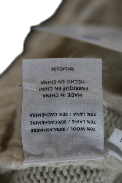 Naadam Unisex Beige V-Neck Striped Wool Cashmere Cardigan Button Size XS