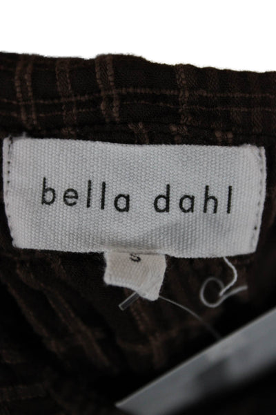 Bella Dahl Womens Brown Plaid Collared Sleeveless Shirt Dress Size S