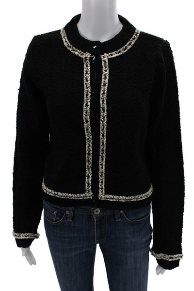MNG Unisex Cardigan Black Crew Neck Button Polyester Blend Long Sleeve Size M