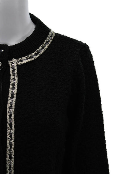 MNG Unisex Cardigan Black Crew Neck Button Polyester Blend Long Sleeve Size M