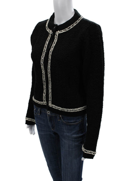 MNG Unisex Cardigan Black Crew Neck Button Polyester Blend Long Sleeve Size M
