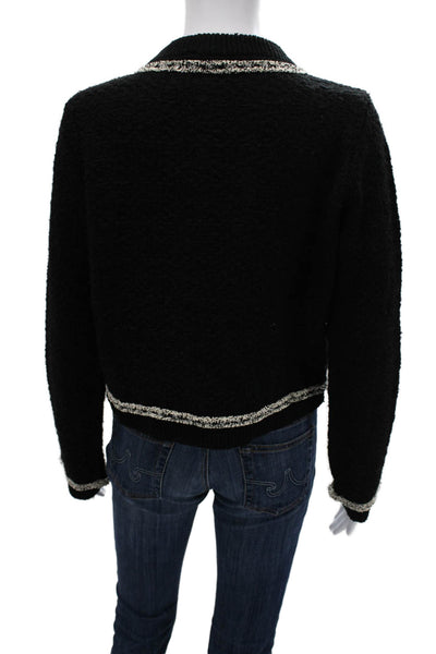 MNG Unisex Cardigan Black Crew Neck Button Polyester Blend Long Sleeve Size M