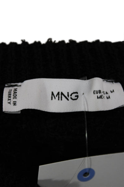 MNG Unisex Cardigan Black Crew Neck Button Polyester Blend Long Sleeve Size M