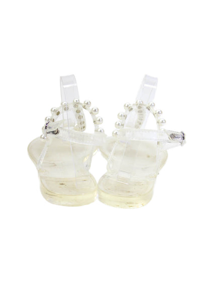 Stuart Weitzman Womens Transparent Faux Pearl Detail Sandals Clear Size 8