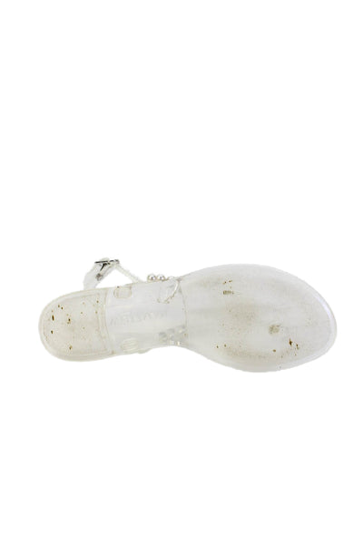 Stuart Weitzman Womens Transparent Faux Pearl Detail Sandals Clear Size 8