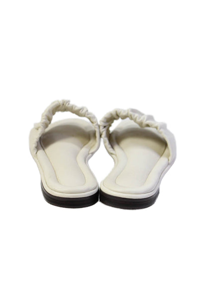 J Crew Womens Leather Rouched Detail Slide Sandals White Size 8