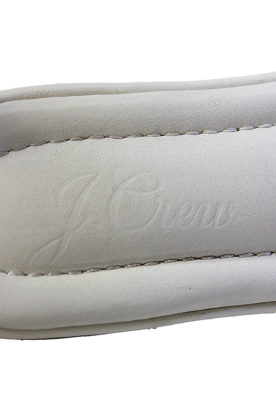 J Crew Womens Leather Rouched Detail Slide Sandals White Size 8