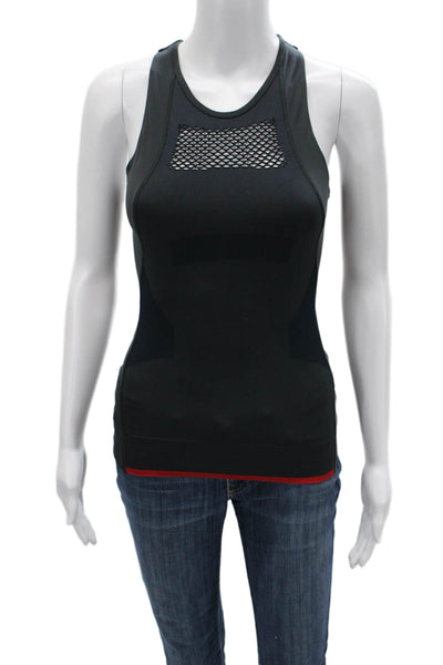 Adidas by Stella McCartney Womens Mesh Trim Crew Neck Tank Top Gray Size XS