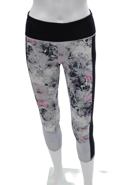 Lululemon Women Capri Leggings Black Floral Nylon Blend Size 4