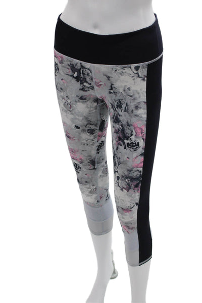 Lululemon Women Capri Leggings Black Floral Nylon Blend Size 4