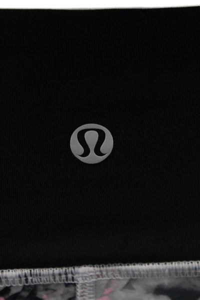 Lululemon Women Capri Leggings Black Floral Nylon Blend Size 4
