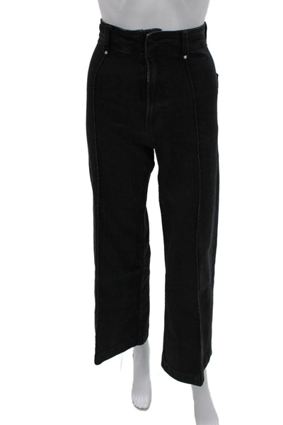 Zara Women Cropped High Rise Black Pants Cotton Polyester Size 0