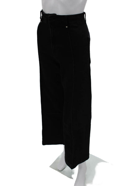 Zara Women Cropped High Rise Black Pants Cotton Polyester Size 0
