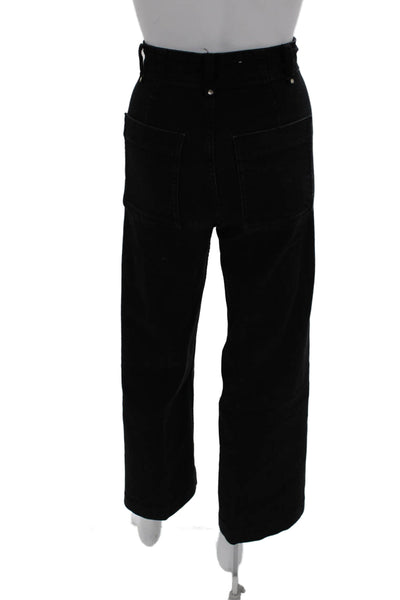 Zara Women Cropped High Rise Black Pants Cotton Polyester Size 0