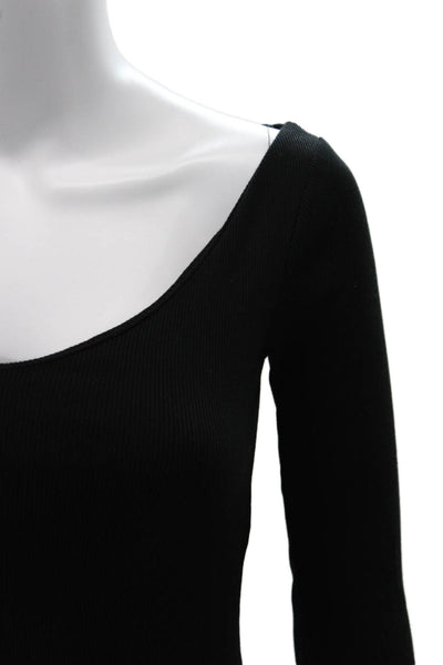 Zara Women Basic V-Neck Long Sleeve Black Top Size XS