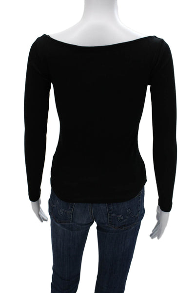 Zara Women Basic V-Neck Long Sleeve Black Top Size XS
