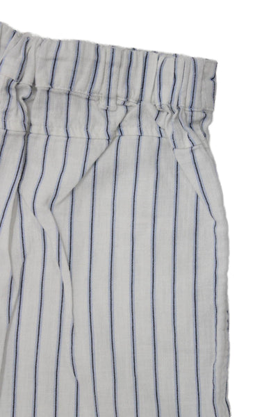 Zara Childrens Girls Striped Wide Leg Pants White Blue Cotton Size 13-14