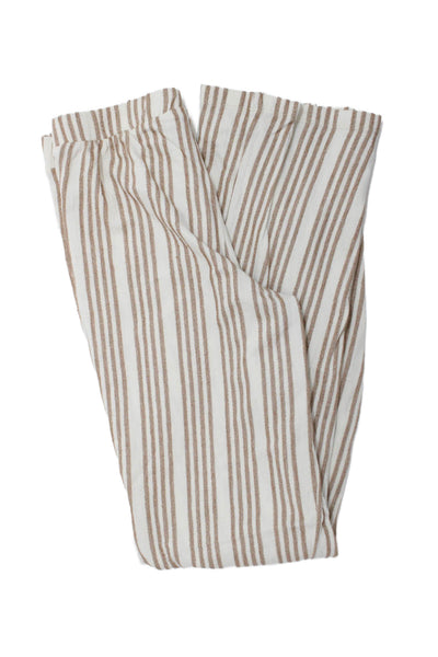 Zara Childrens Girls Striped Pull On Wide Leg Pants White Brown Size 13-14