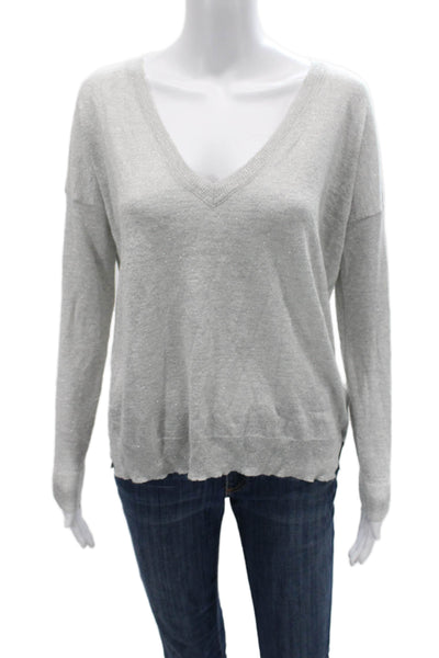 Joie Unisex V-Neck Pullover Sweater Gray Long Sleeve Size XS