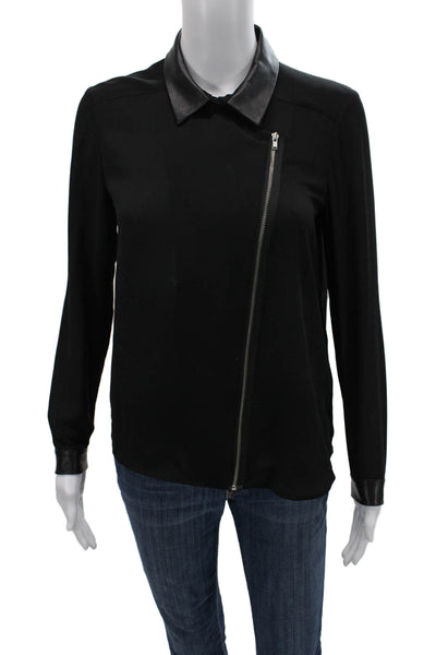 The Kooples Women Biker Collared Zip Jacket Black Size S
