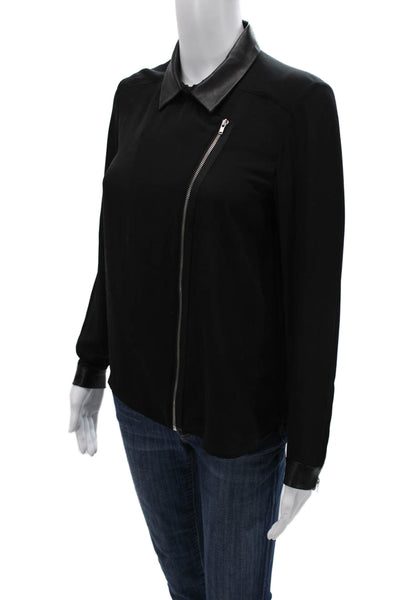 The Kooples Women Biker Collared Zip Jacket Black Size S
