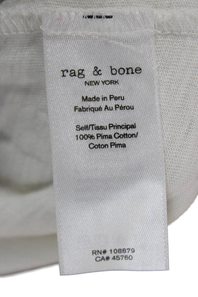 Rag & Bone Women Ringer Long Sleeve Crew Neck T-Shirt White Polyester Size S