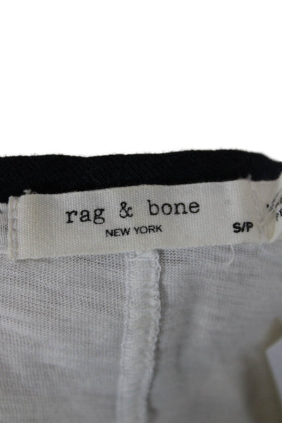 Rag & Bone Women Ringer Long Sleeve Crew Neck T-Shirt White Polyester Size S