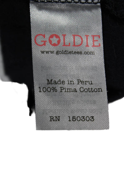 Goldie Women Ringer T-Shirt Dark Blue Striped Crew Neck Short Sleeve Size XS