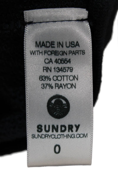 Sundry Womens Pullover Sweatshirt Dark Blue Crewneck Long Sleeve Rainbow Size 0