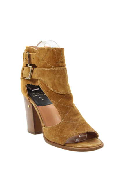 Laurence Dacade Womens Suede Open Toe Ankle Strap Heels Brown Size 36 6