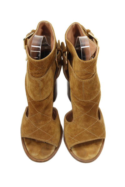 Laurence Dacade Womens Suede Open Toe Ankle Strap Heels Brown Size 36 6