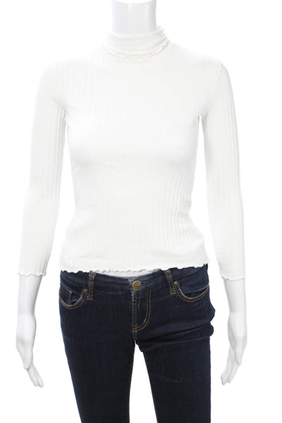 Il Gufo Girls Cotton Ribbed Turtleneck Sweater White Size 8